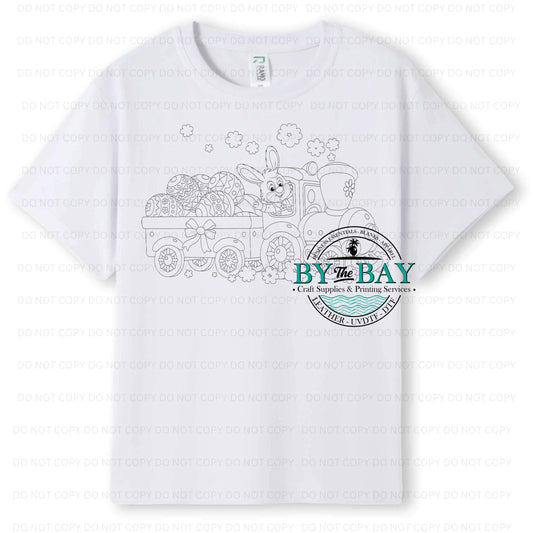 Easter Bunny in Train Colouring in Tee (pens included)