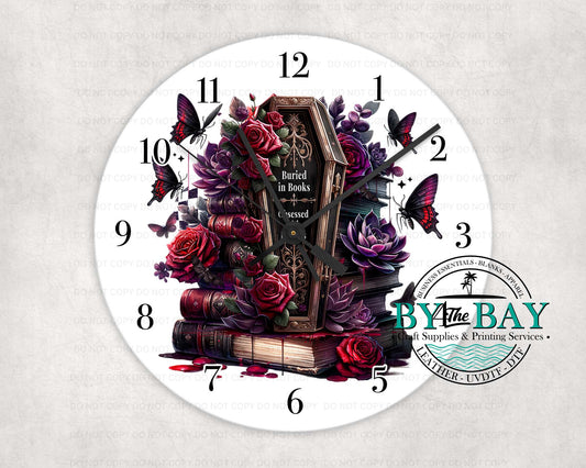 Buried in Books Clock
