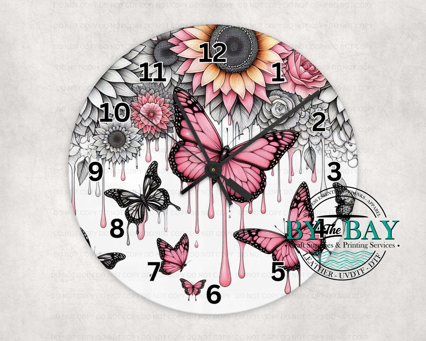 Butterfly Paint Drip Clock