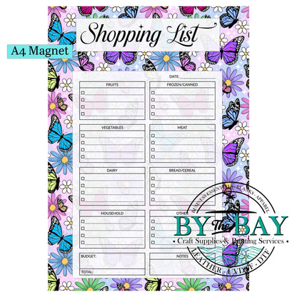 Bright Butterflies A4 Shopping List Magnet