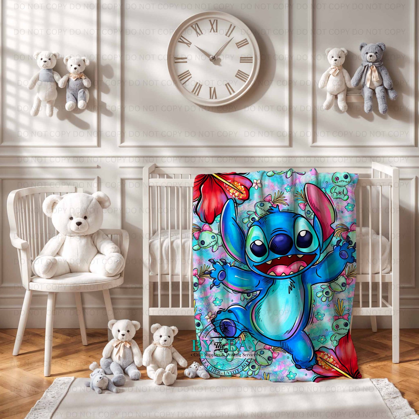 Blue Alien Hibiscus Squish Blanket