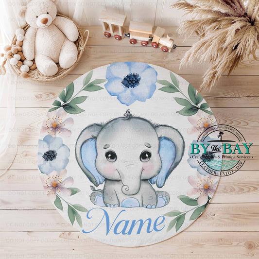 Personalised Watercolour Blue Elephant (Various Sizes)