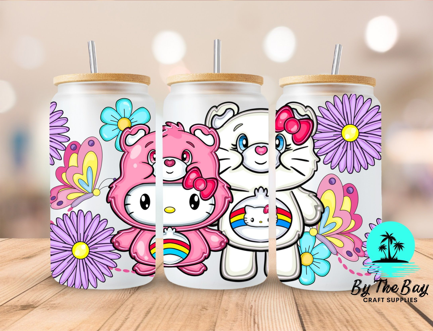 Kitty bear purple flower