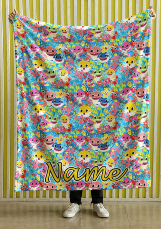 Baby sharks Polar Fleece throw blanket