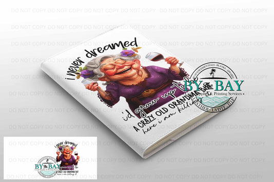 Crazy Grandma - Ready made notepad Cover (Notepad & Pocket options available)