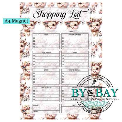 Cute Highland A4 Shopping List Magnet