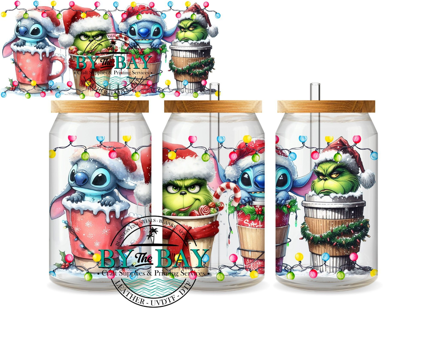 Christmas Mean guy/Blue guy Coffee 16oz Wrap