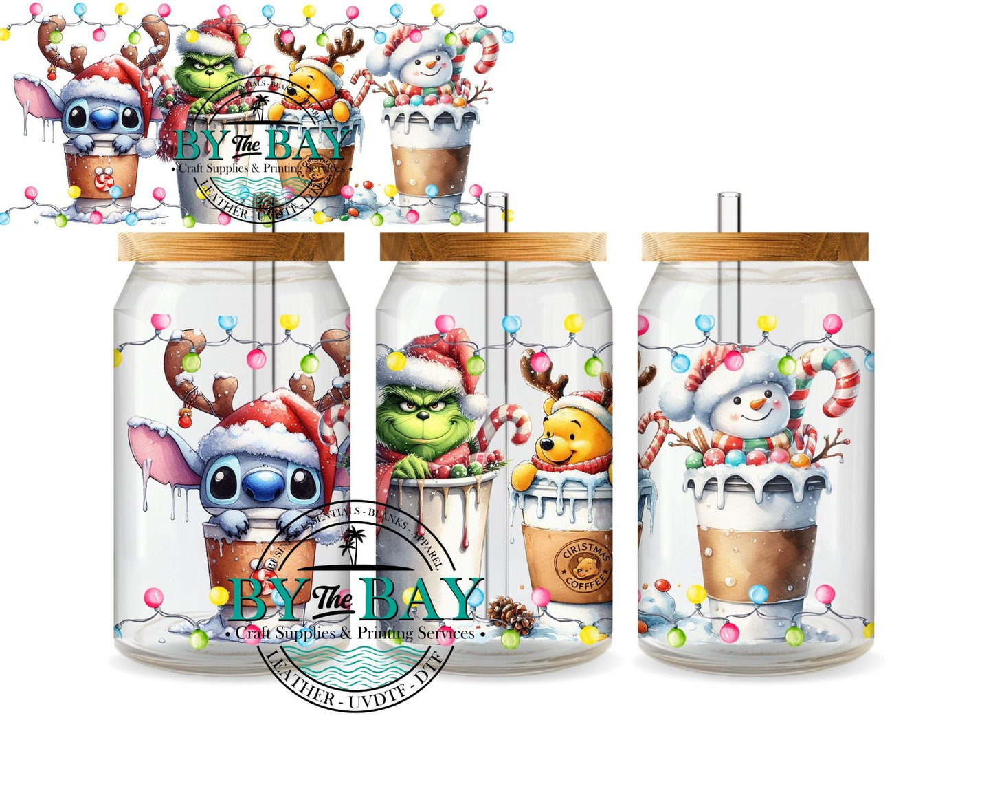 Christmas Characters Coffee 8 16oz Wrap