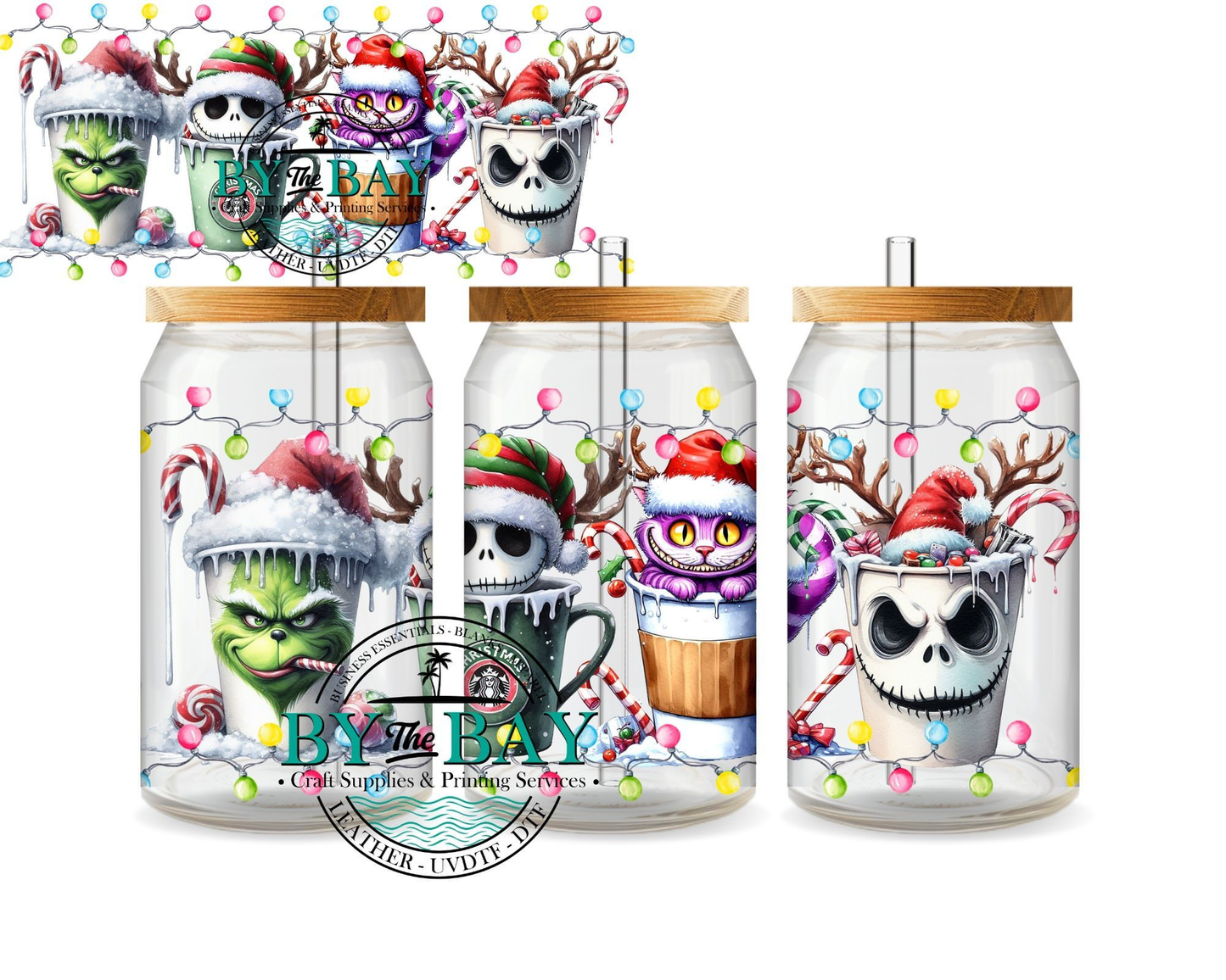 Christmas Characters Coffee 9 16oz Wrap