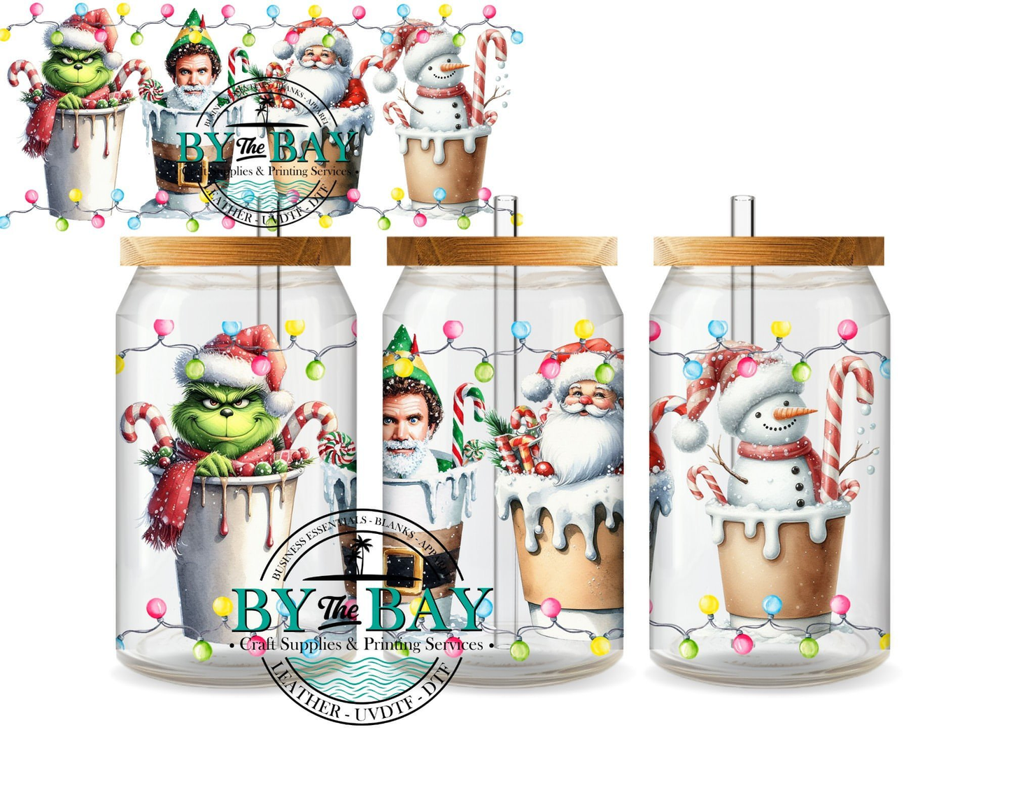 Christmas Characters Coffee 2 16oz Wrap