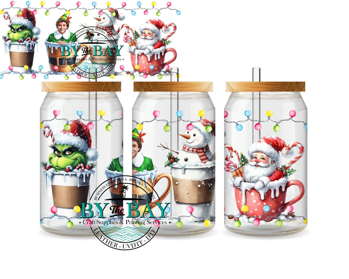 Christmas Characters Coffee 3 16oz Wrap