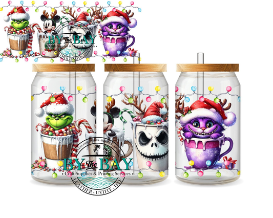 Christmas Characters Coffee 4 16oz Wrap
