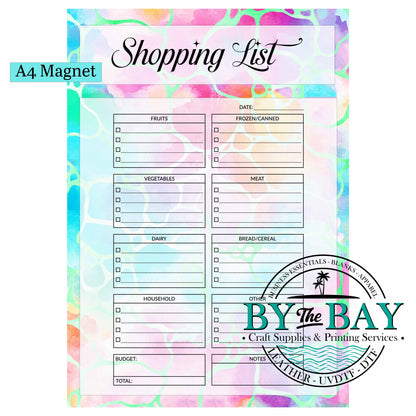Colourful Patterns A4 Shopping List Magnet