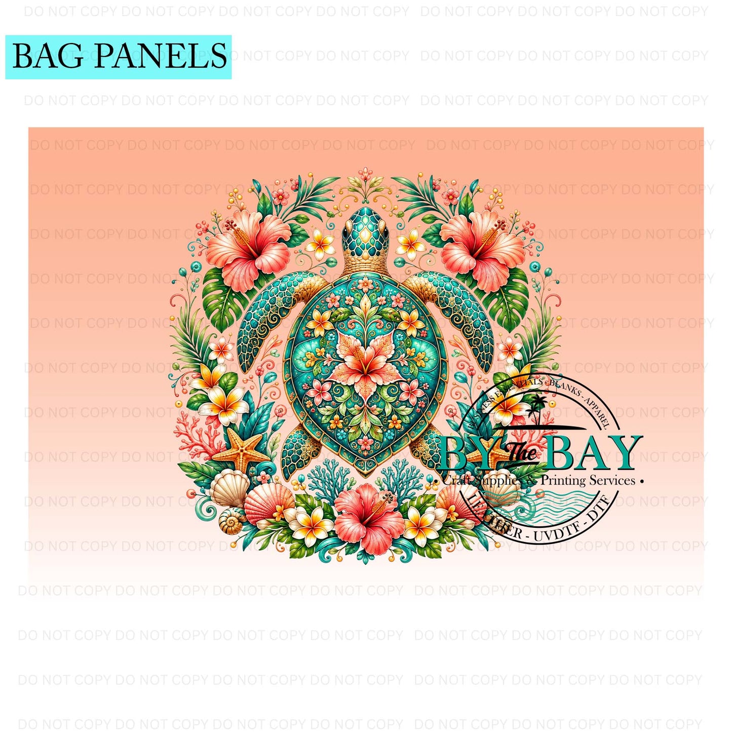 Peach Turtle Bag Panel (Various Sizes)