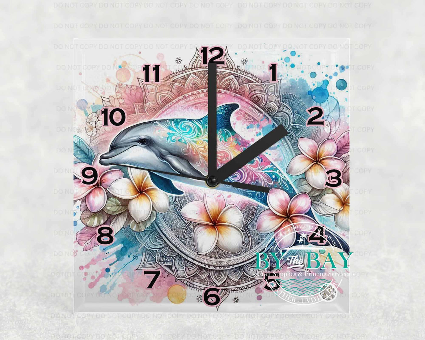 Dolphin Mandala Square Clock