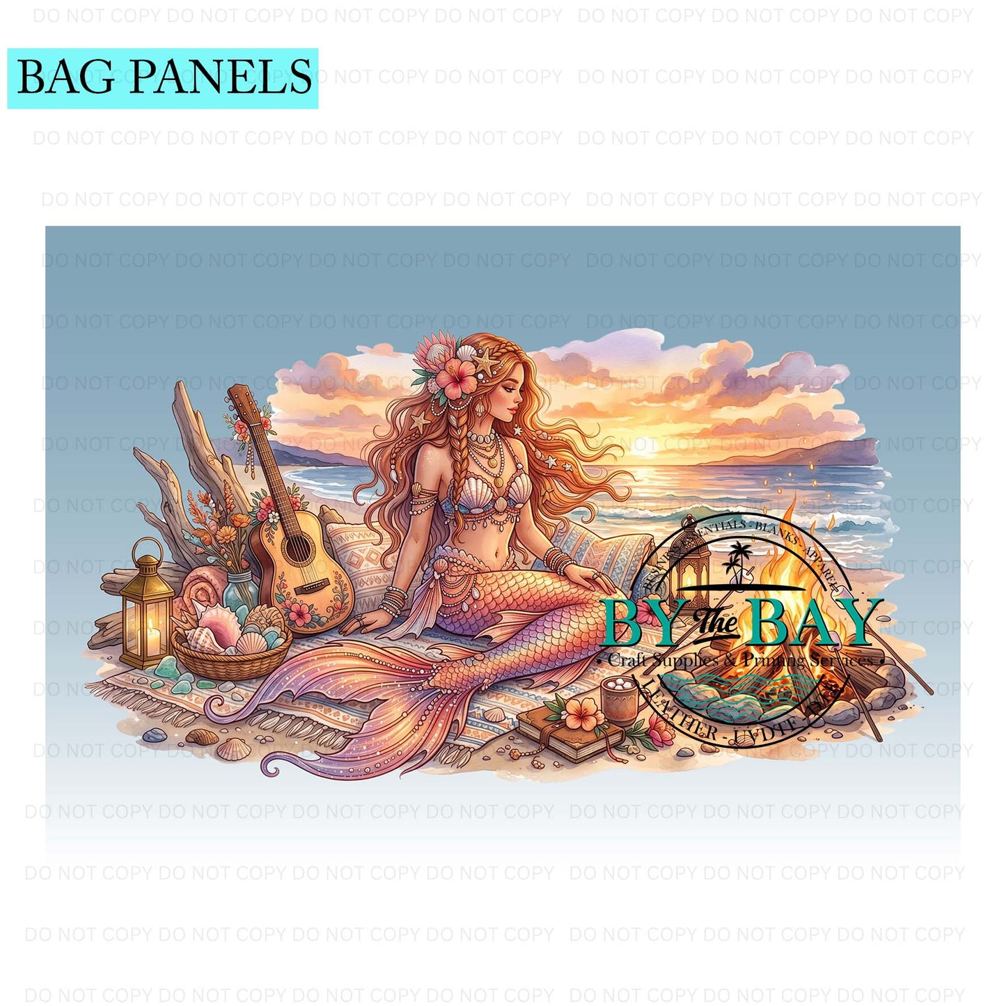 Beach Mermaid Bag Panel (Various Sizes)