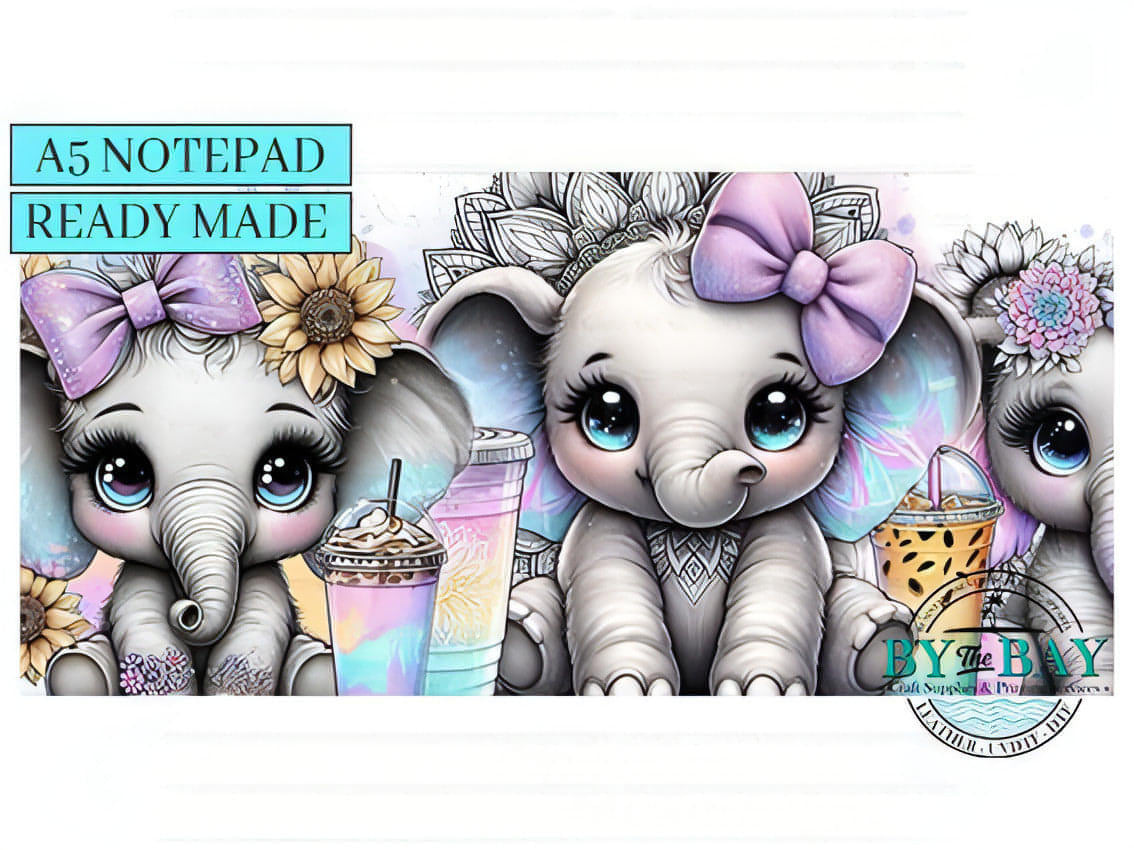 Elephants - Ready made notepad Cover (Notepad & Pocket options available)