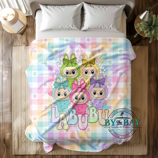 Monster Rainbow Check Squish Minky Blankets (Various Sizes)