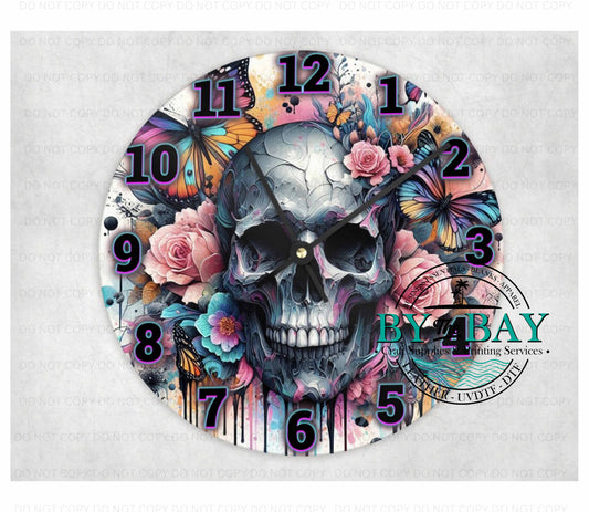 Floral Skull Clock