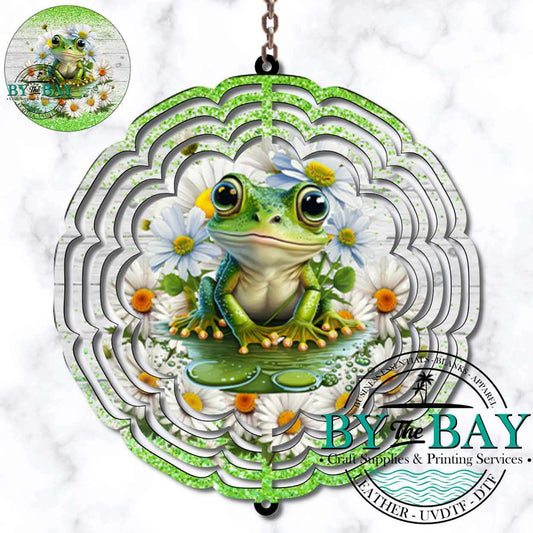 Frog & Daisies Wind Spinner Sublimation Print