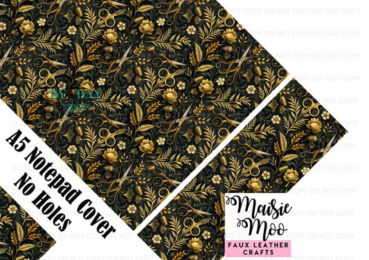 Gold Scissors Maisie Moo A5 Journal Cover (Cut/Sew/Glue) DIY & Ready Made