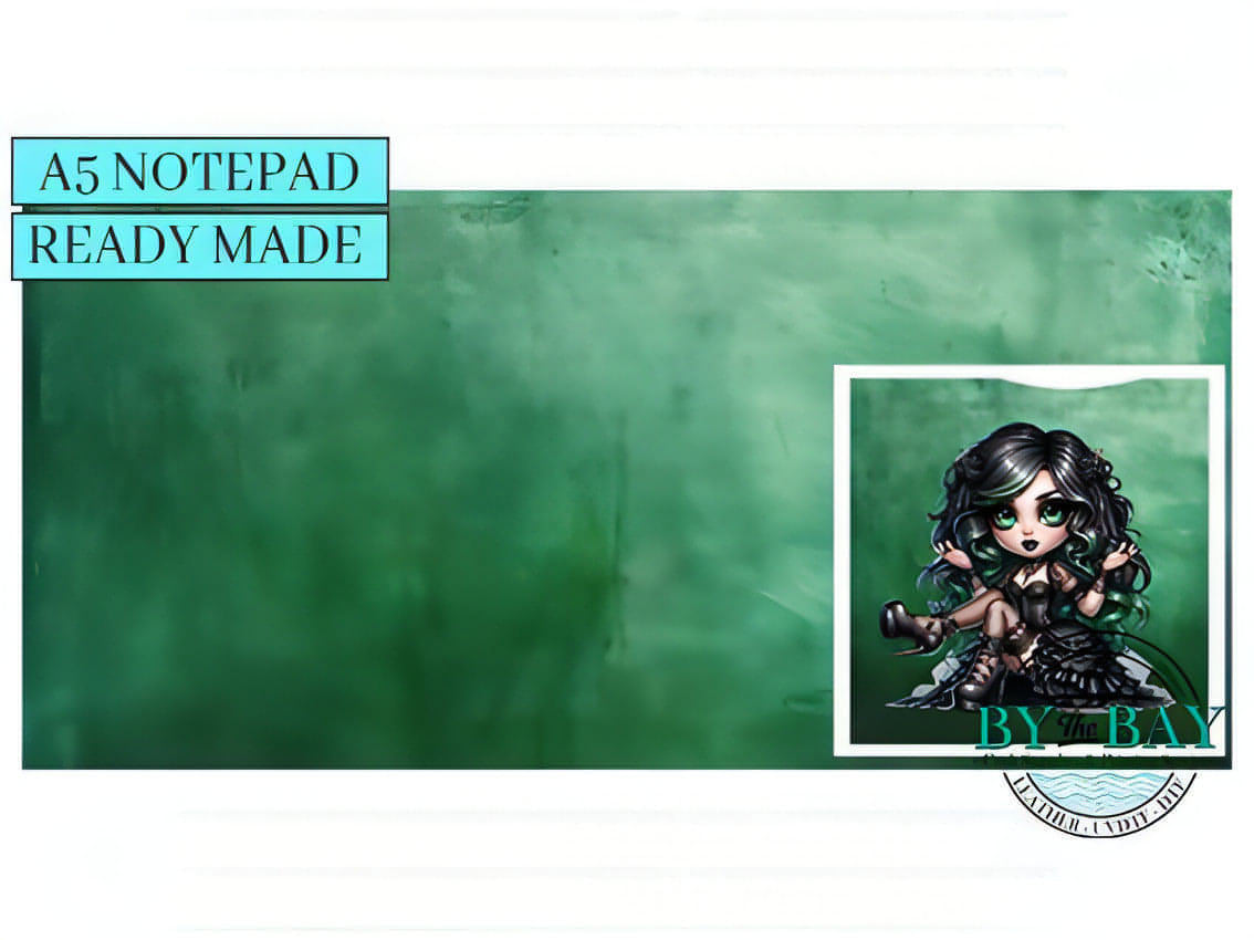 Goth Girl Green - Ready made notepad Cover (Notepad & Pocket options available)