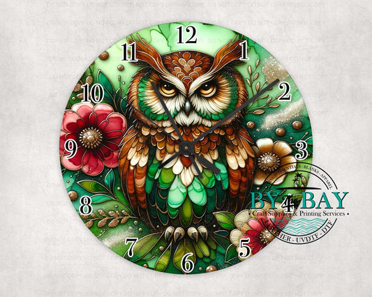 Green Owl Clock