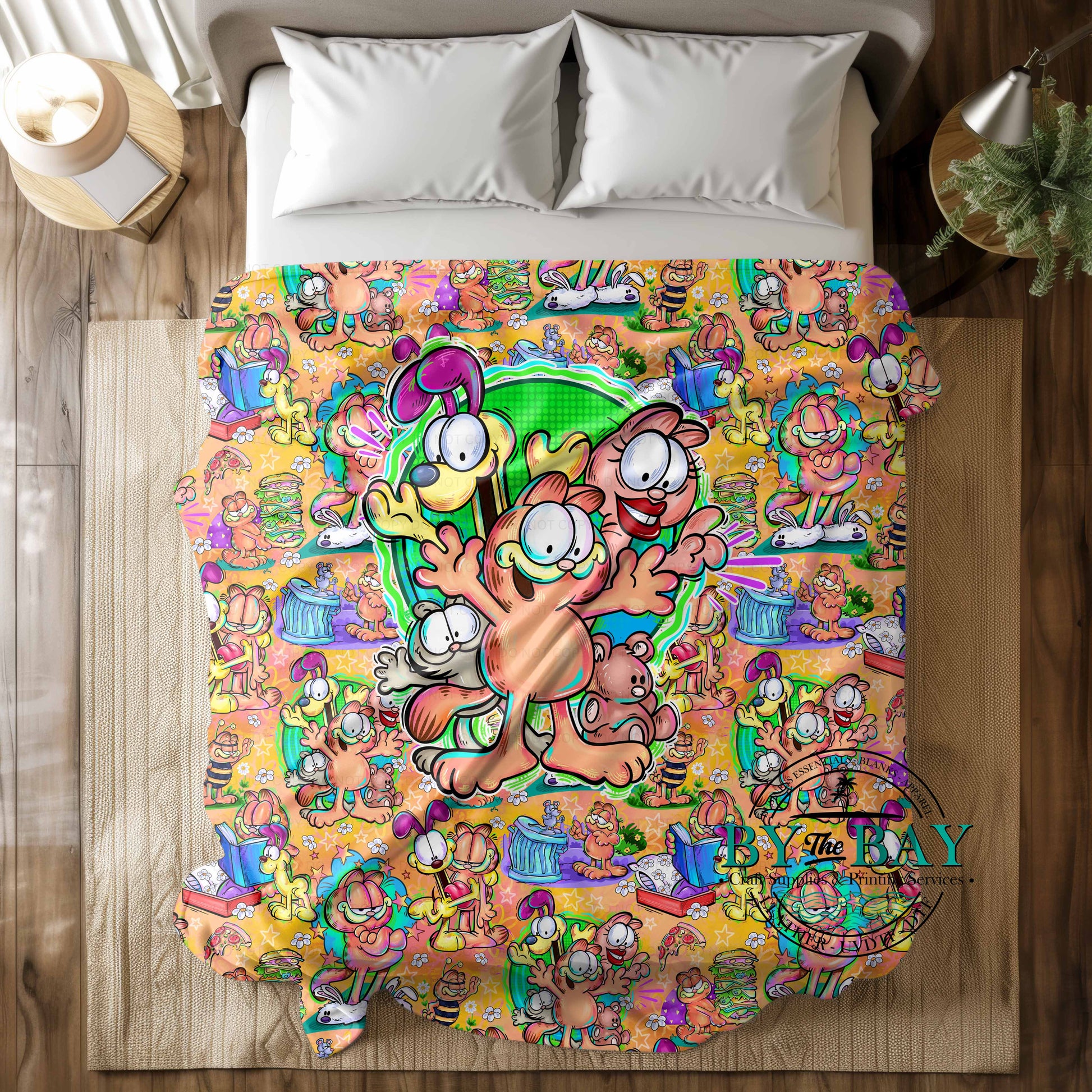 Minky Blanket Blanket With Cat Design Orange Cat #1 Squish Minky