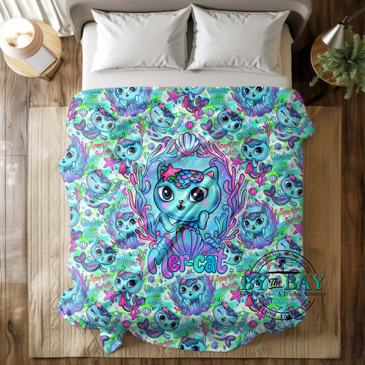 GDollhouse Mermaid Cat Squish Minky Blankets (Various Sizes)