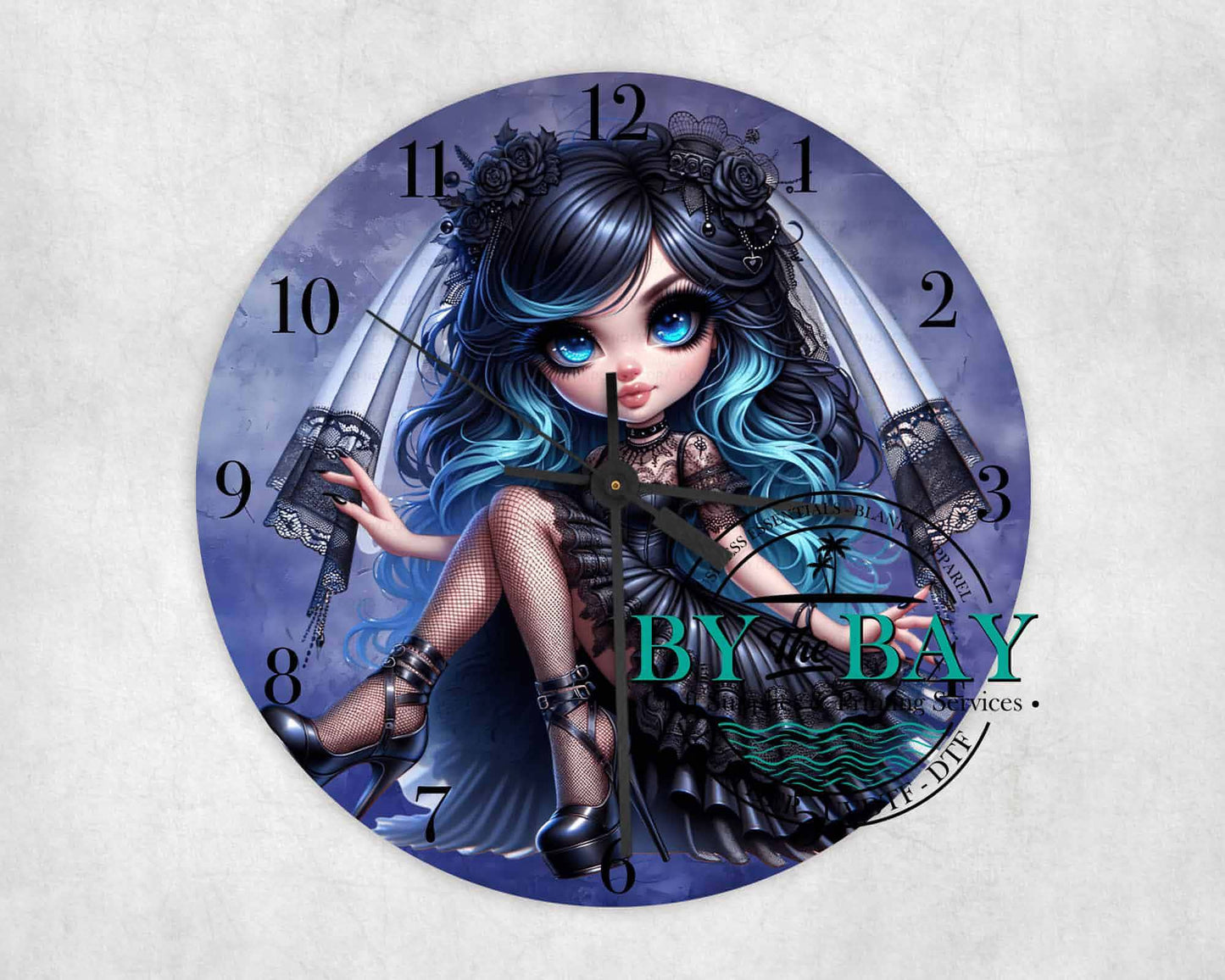 Blue Goth Girl Clock