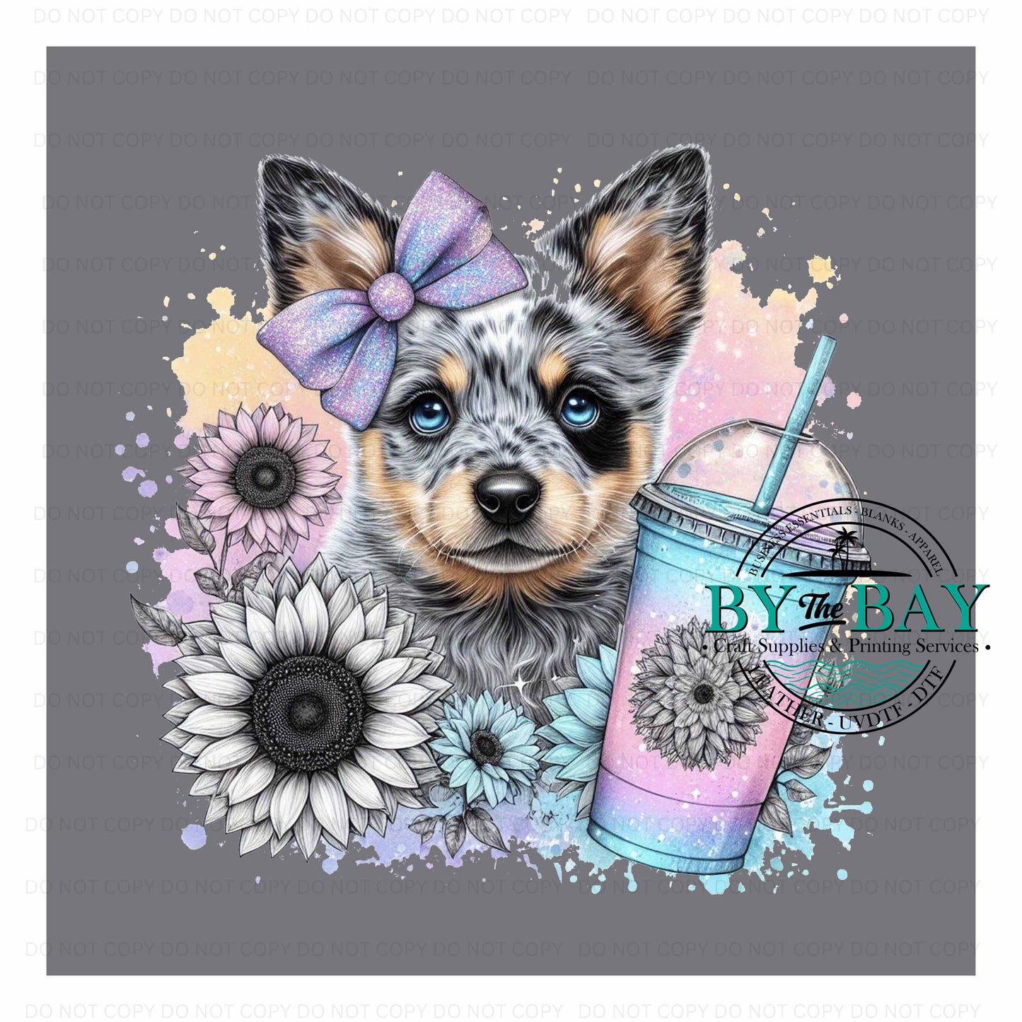 Grey Blue Heeler Pup Panel (Various Sizes)