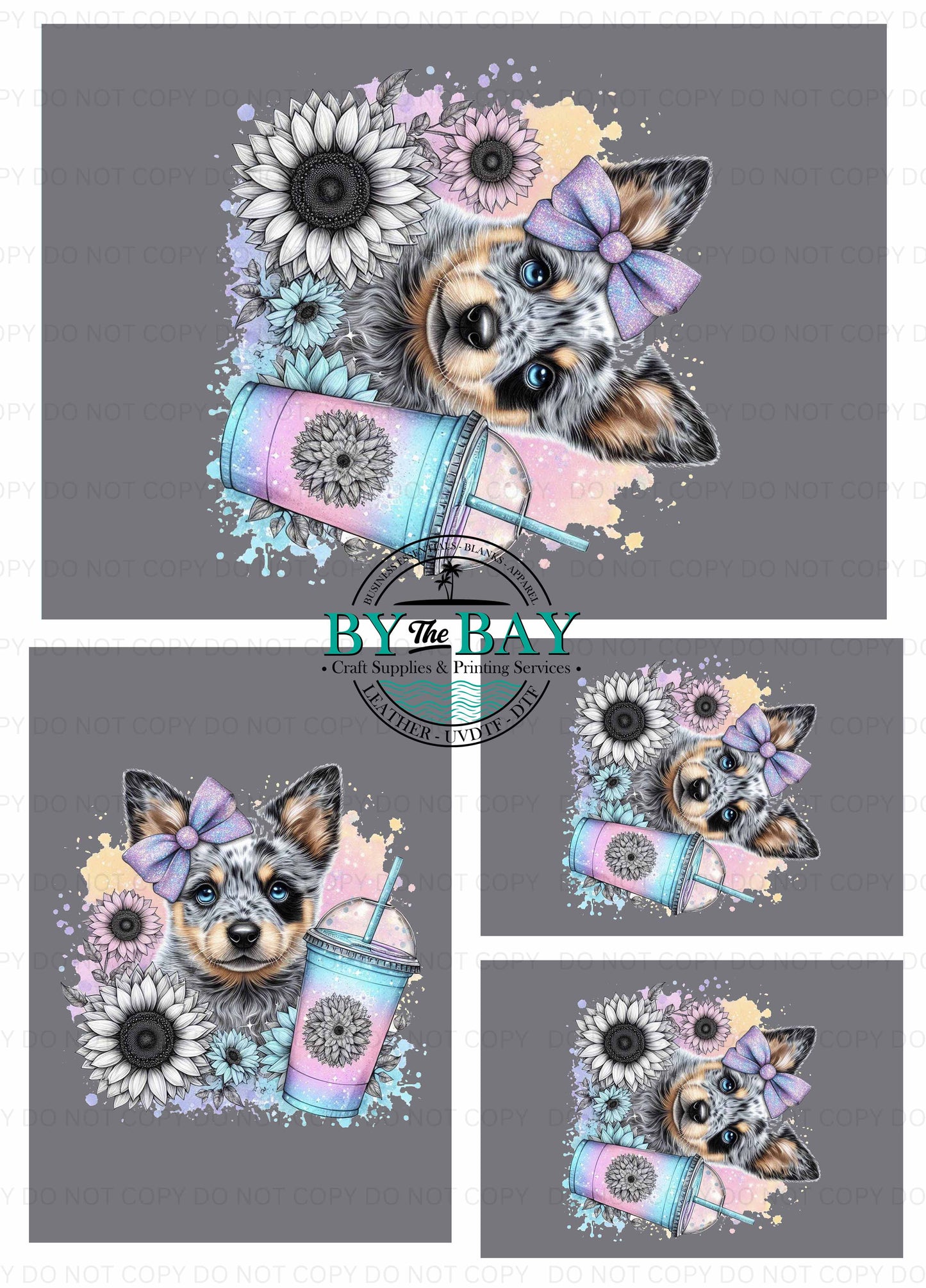 Grey Blue Heeler Pup Panel (Various Sizes)