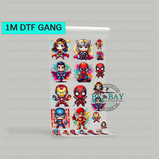 Heroes Chibi Pre-designed 1m DTF Gang Sheet