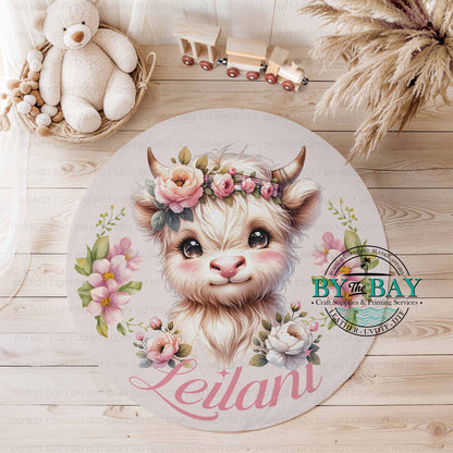 Personalised Boho Highland Cow Playmat (Various Sizes)