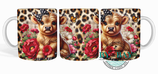 Highland cow poppys