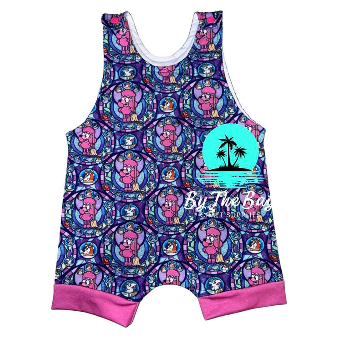 Pink dog Short leg Romper - FINISHED
