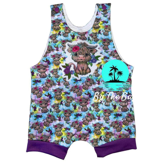 Highland watercolour Short leg Romper - DIY Panel