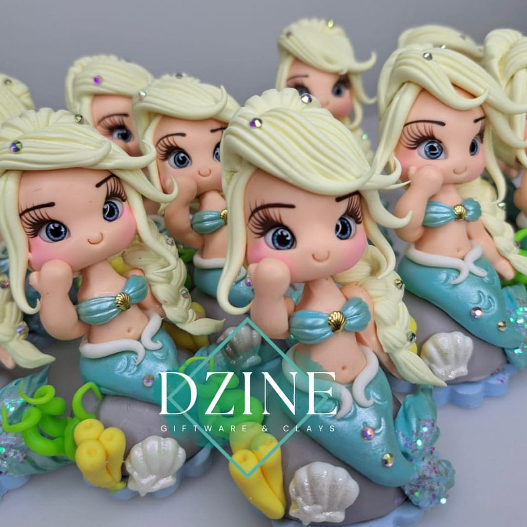 Blonde snow princess mermaid cake topper (9cm)