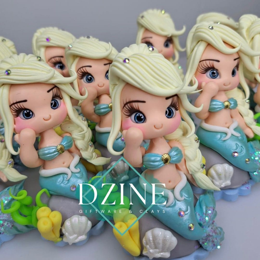 Blonde snow princess mermaid cake topper (9cm)