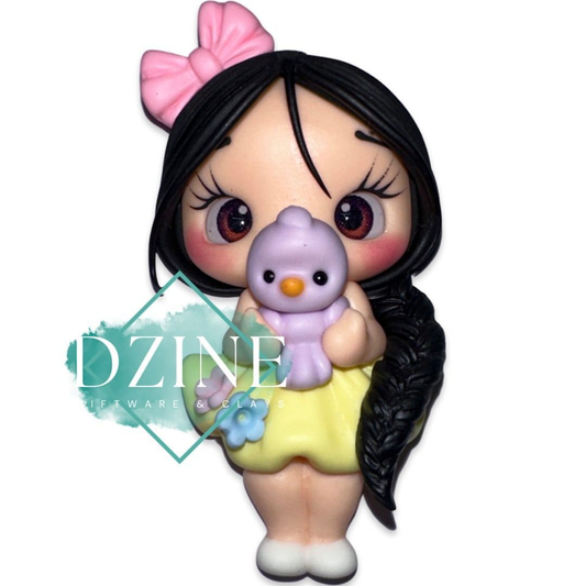 Cute girl with lavender bird