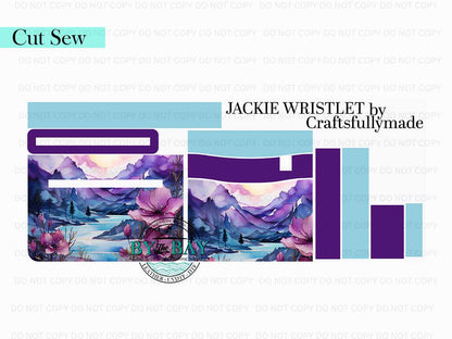 Alcohol Ink Purple Landscape Jackie Wristlet (Cut Sew Panel)