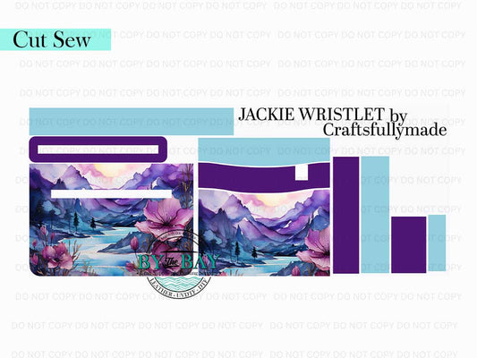 Alcohol Ink Purple Landscape Jackie Wristlet (Cut Sew Panel)