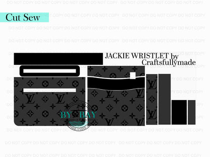 Black Grey LV Jackie Wristlet (Cut Sew Panel)
