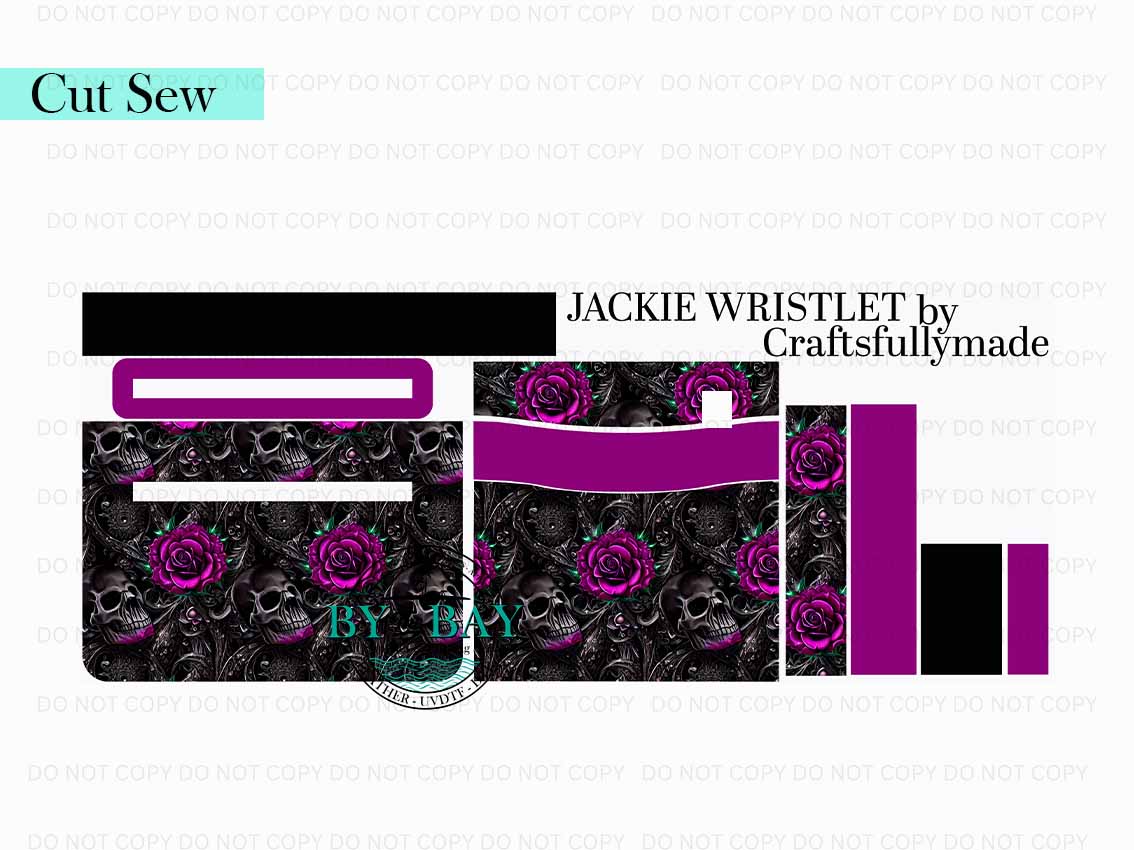 Black Skulls Jackie Wristlet (Cut Sew Panel)