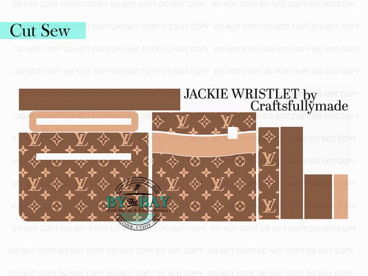 Brown Beige LV Jackie Wristlet (Cut Sew Panel