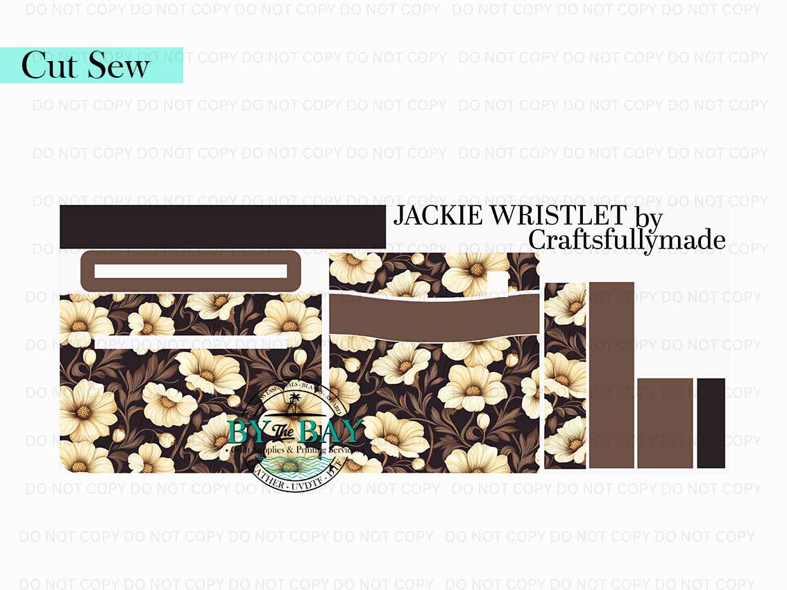 Brown & Cream Flowers Jackie Wristlet (Cut Sew Panel)