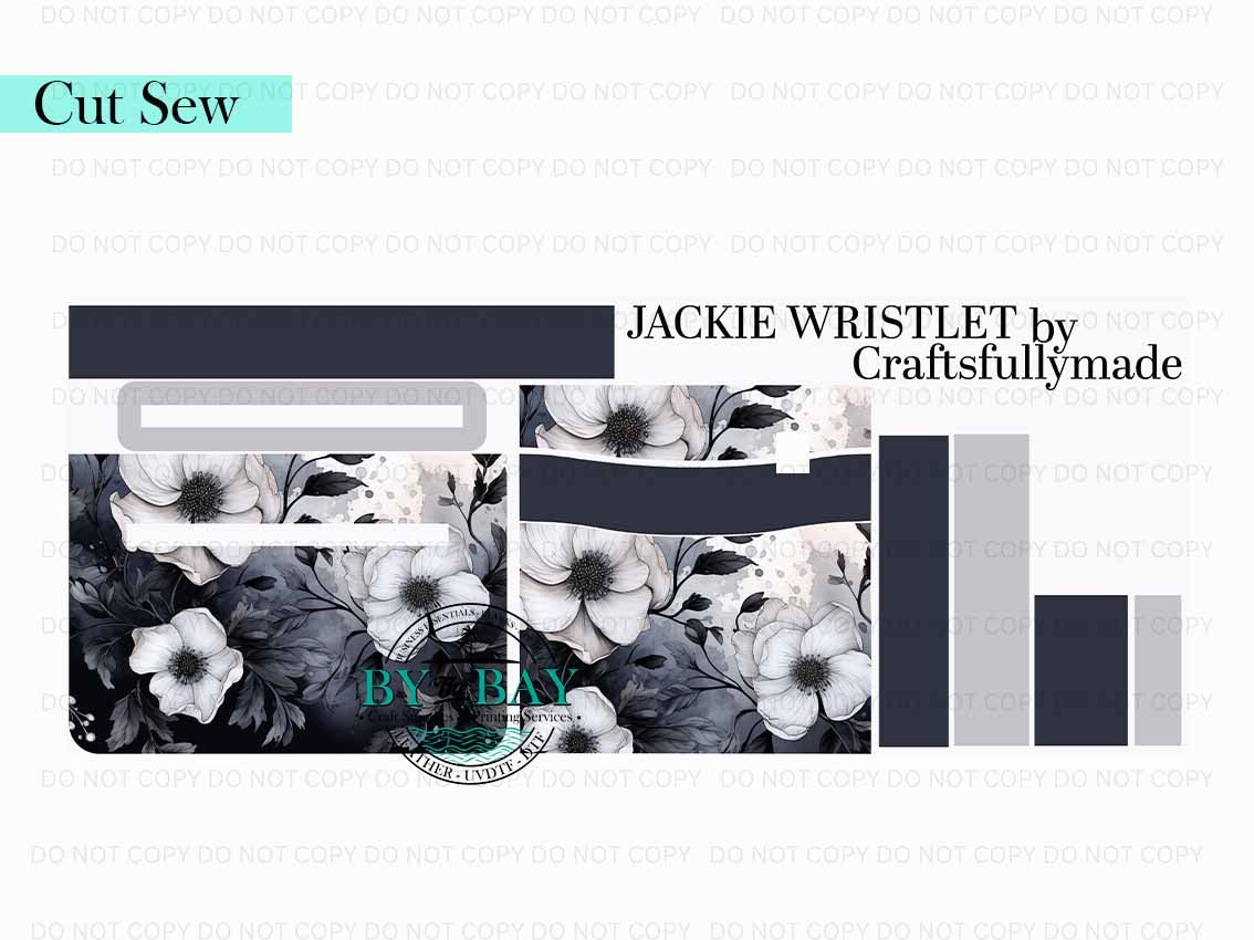 SIlver Flowers Jackie Wristlet (Cut Sew Panel)