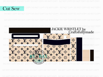 Black Beige LV Jackie Wristlet (Cut Sew Panel)