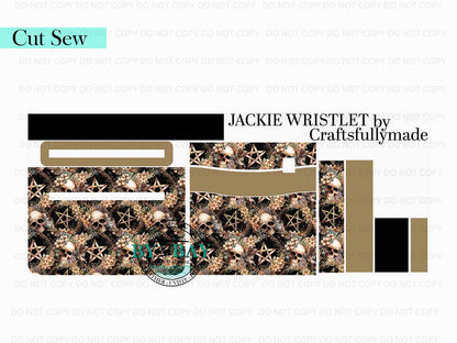 Pentagram Skulls Jackie Wristlet (Cut Sew Panel)
