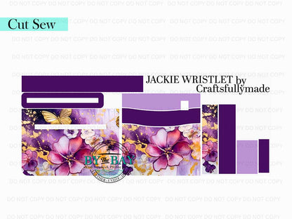 Gold & Purple Butterflies Jackie Wristlet (Cut Sew Panel)
